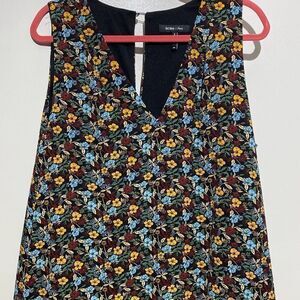 BCBG Paris Women's Multicolor Floral Ruffle V-Neck Sleeveless Dress Size XXL